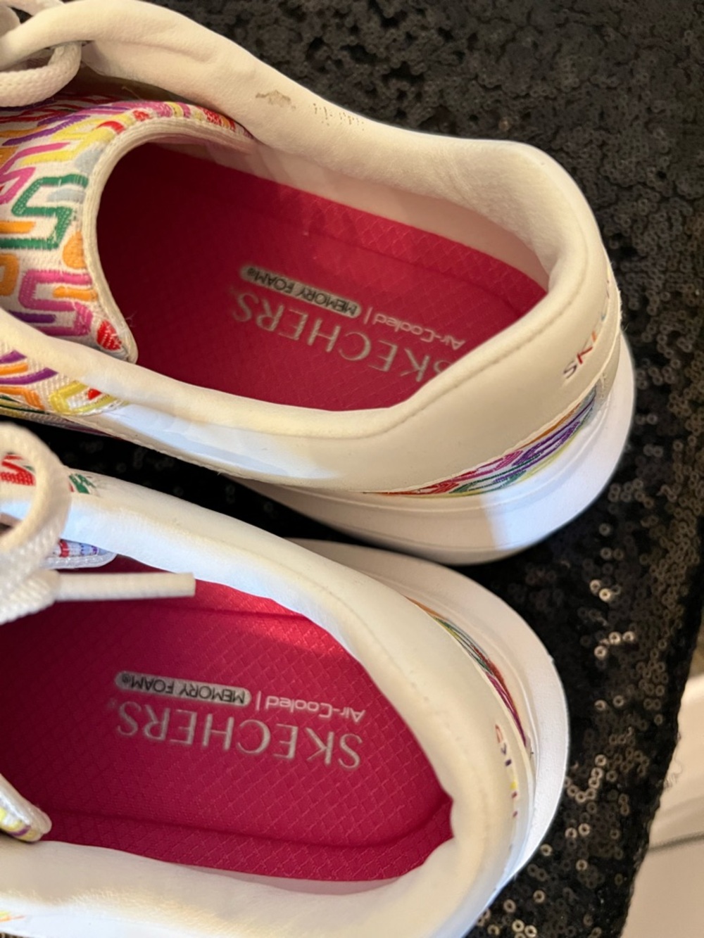 Skechers White Sneakers with Rainbow 'S' Logo Pattern - Picture 4 of 7